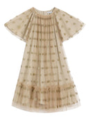 short sleeves dress in gold