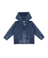hooded cardigan in blue
