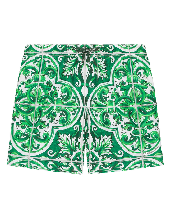MID LENGTH SWIMSUIT BOXER IN GREEN MAJOLICA