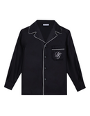 silk shirt in dark blue
