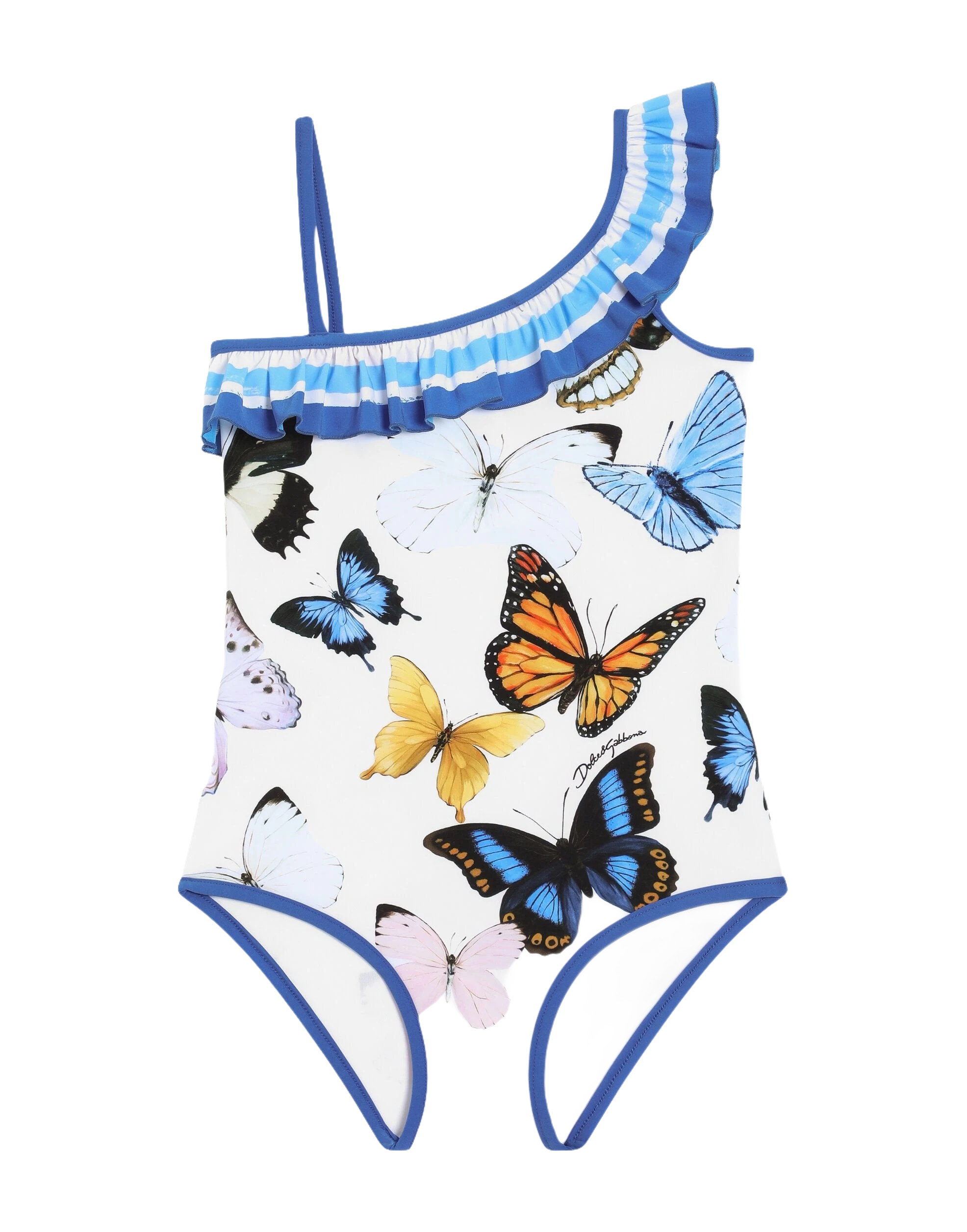 swimsuit one piece in blue butterfly