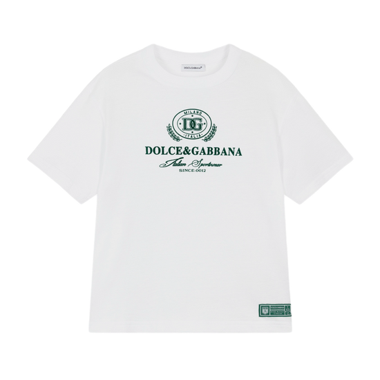 WHITE T-SHIRT WITH GREEN DG LOGO
