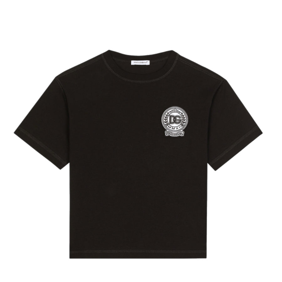 BLACK T-SHIRT WITH DG LOGO FOR BOYS