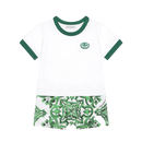 SHORT-SLEEVE ROMPER WITH GREEN MAJOLICA PRINT