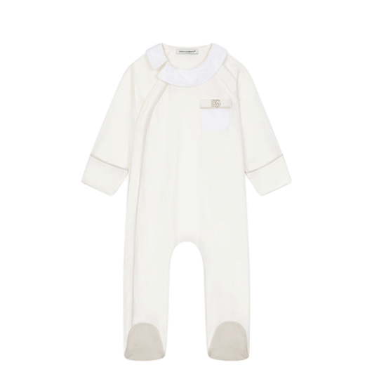 WHITE LONG-SLEEVES TRACK WITH COLLAR