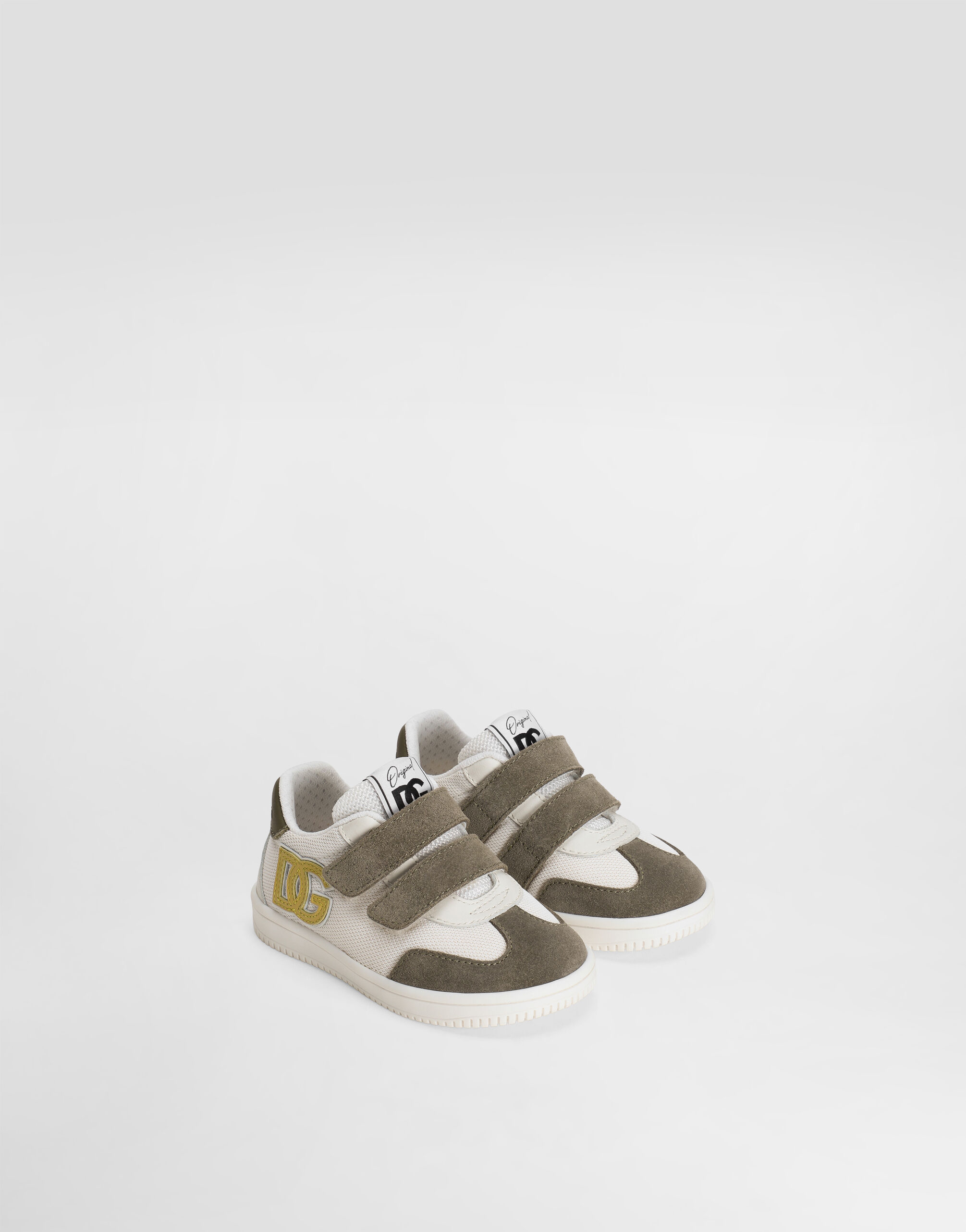 LOW-TOP LOGO SNEAKERS IN WHITE, GREEN & YELLOW