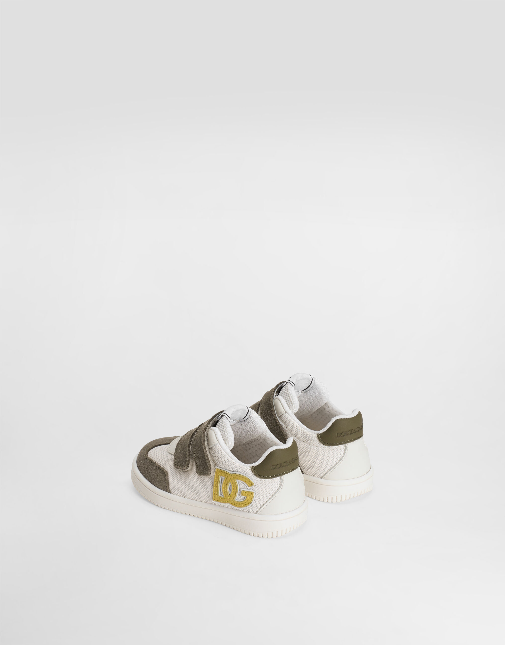 LOW-TOP LOGO SNEAKERS IN WHITE, GREEN & YELLOW