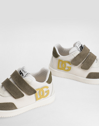 LOW-TOP LOGO SNEAKERS IN WHITE, GREEN & YELLOW