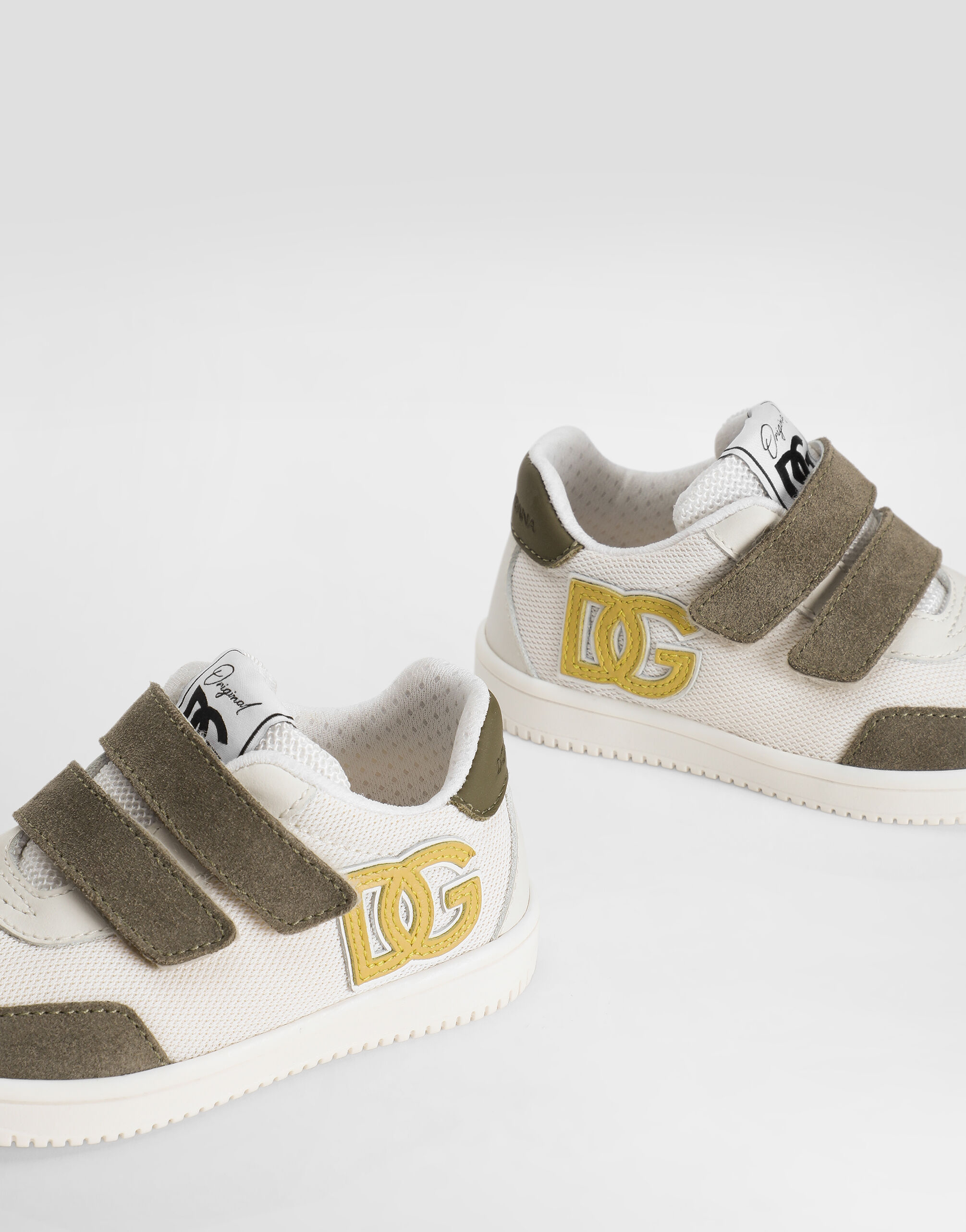 LOW-TOP LOGO SNEAKERS IN WHITE, GREEN & YELLOW