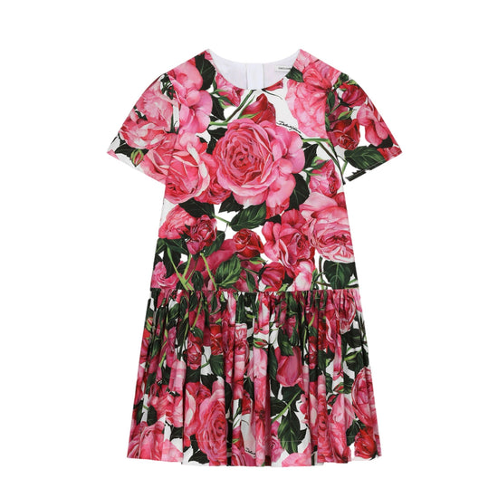 SHORT SLEEVES DRESS PINK ROSES