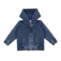 HOODED CARDIGAN IN BLUE