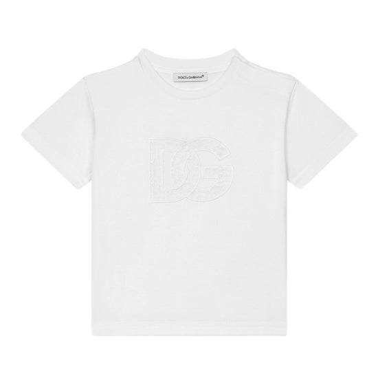LOGO PRINT WHITE T-SHIRT FOR BABIES