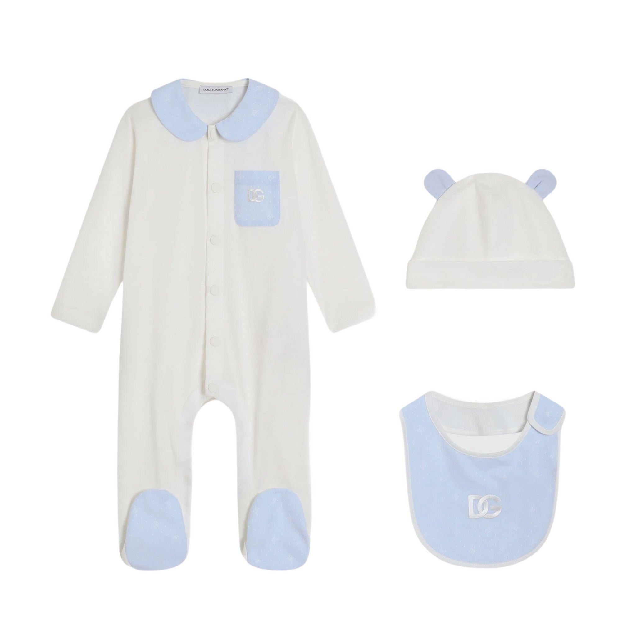 romsuitls+bib+bonnet in blue