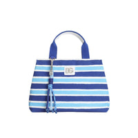 Canvas blue striped tote bag