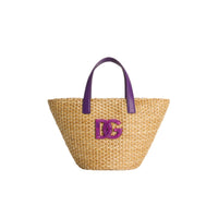 STRAW BAG WITH MAJOLICA LOGO DETAIL