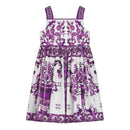 SLEEVELESS MAJOLICA-PRINT COTTON POPLIN DRESS