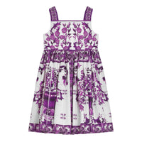 SLEEVELESS MAJOLICA-PRINT COTTON POPLIN DRESS