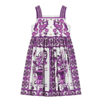 SLEEVELESS MAJOLICA-PRINT COTTON POPLIN DRESS