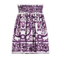 MAJOLICA-PRINT COTTON POPLIN SKIRT