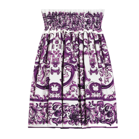 MAJOLICA-PRINT COTTON POPLIN SKIRT