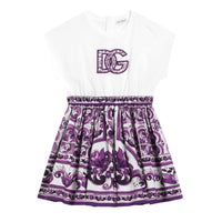 MAJOLICA-PRINT SHORT-SLEEVED COTTON DRESS