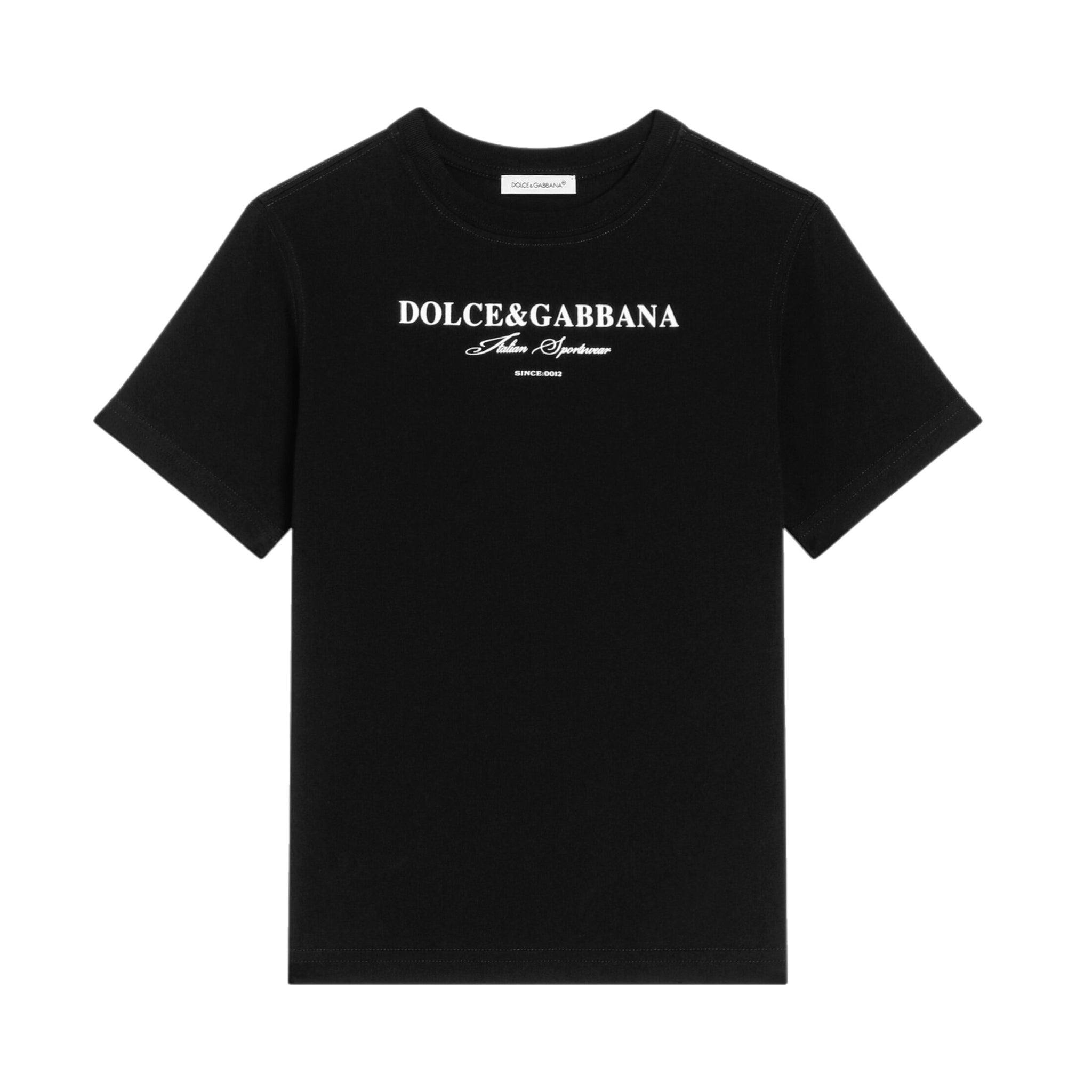 DOLCE&GABBANA SIGNATURE PRINT T-SHIRT IN BLACK