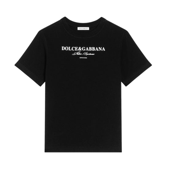 DOLCE&GABBANA SIGNATURE PRINT T-SHIRT IN BLACK