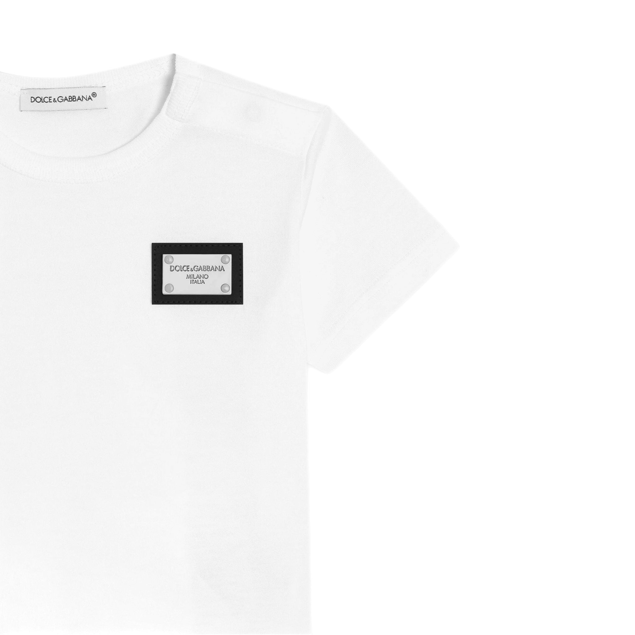 WHITE COTTON SHIRT WITH LOGO PLAQUE FOR BABY BOY