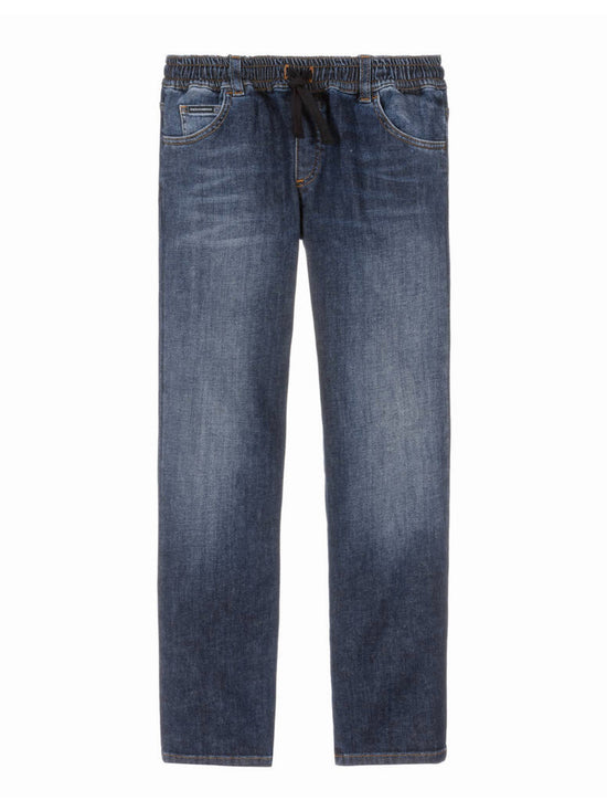 BLUE WASH STRETCH WAISTBAND JEANS