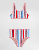 STRIPED BIKINI SET IN WHITE, PINK & BLUE