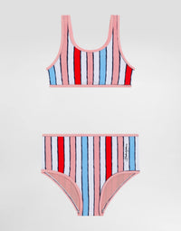 STRIPED BIKINI SET IN WHITE, PINK & BLUE