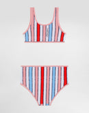 STRIPED BIKINI SET IN WHITE, PINK & BLUE