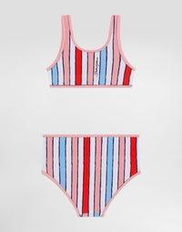 STRIPED BIKINI SET IN WHITE, PINK & BLUE