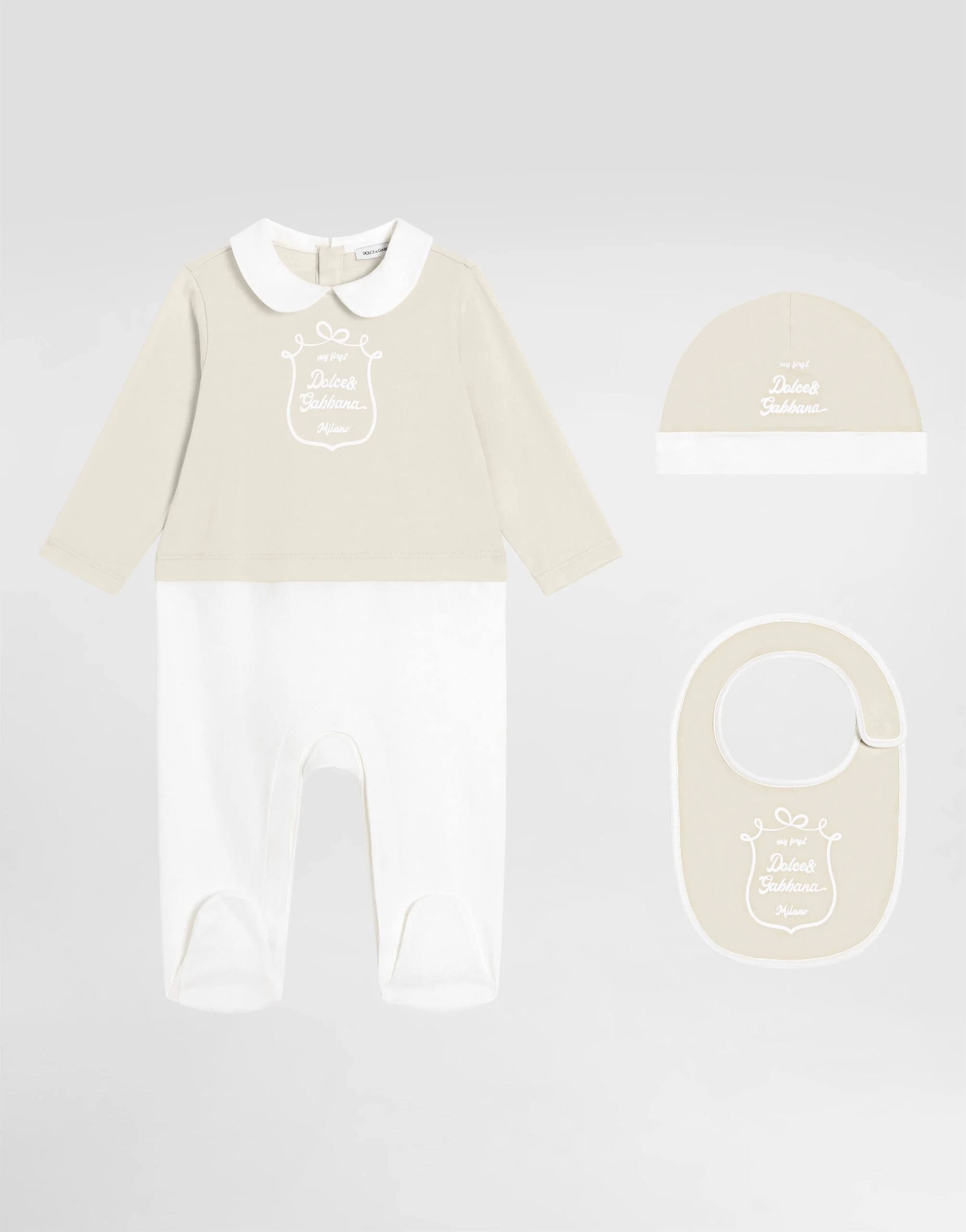 ROMPER SUIT WITH BIB AND BONNET