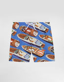 MID-LENGTH BOXER IN TURQUOISE BOAT PRINT