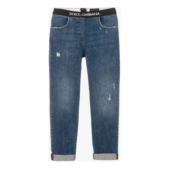 LOGO-WAISTBAND GIRLS' JEANS