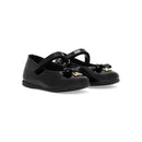 bow-detail leather ballet flats in black