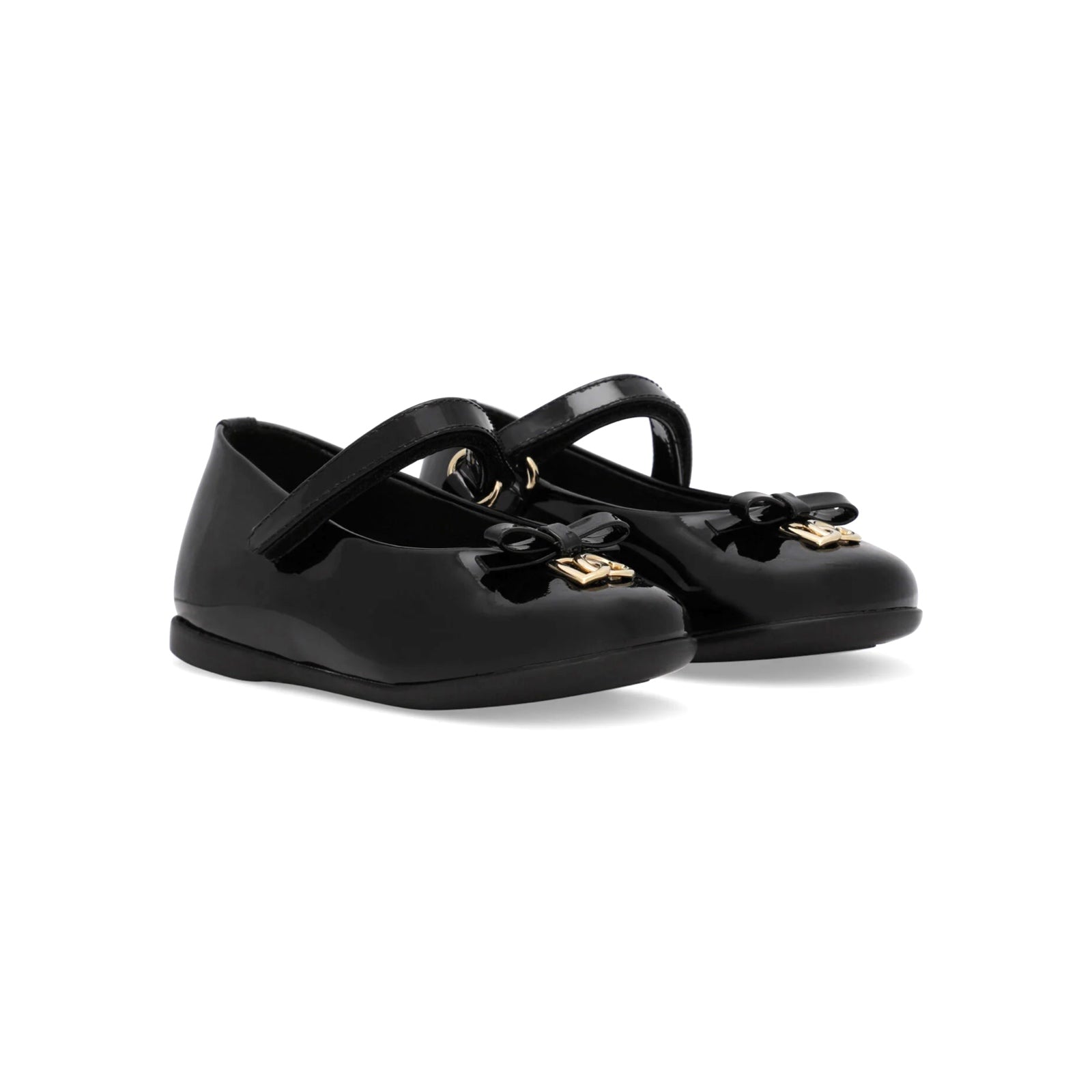 bow-detail leather ballet flats in black