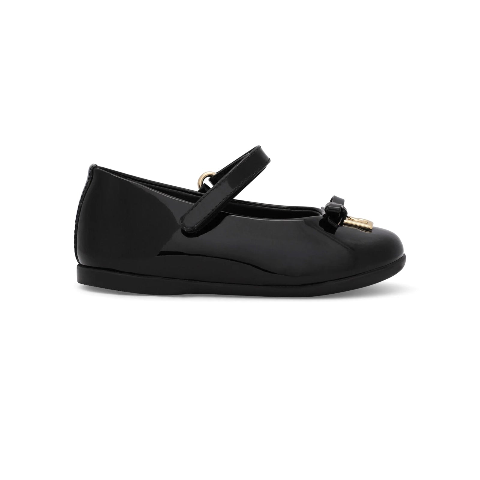 bow-detail leather ballet flats in black