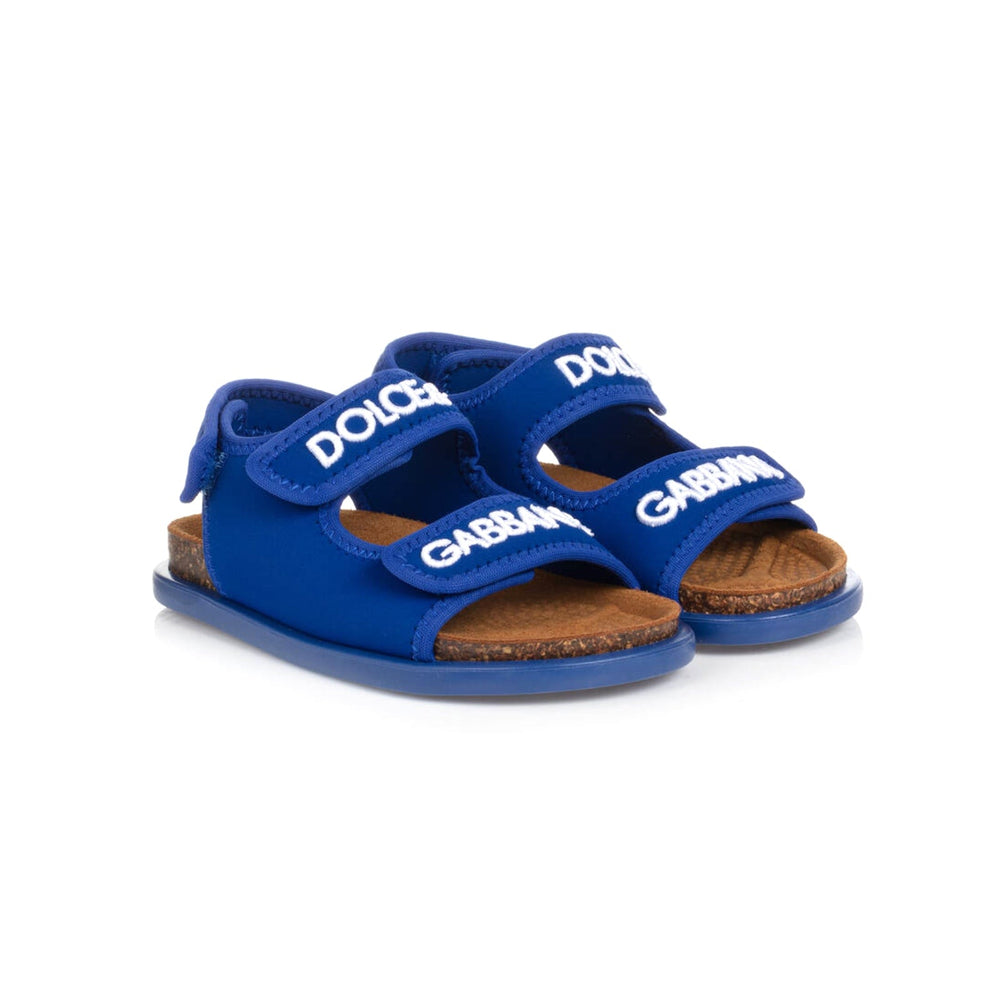 velcro sandals with embroidered logo in blue