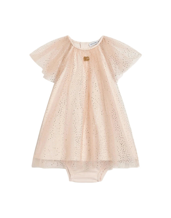 DRESS FOR BABY GIRL IN PINK&GOLD