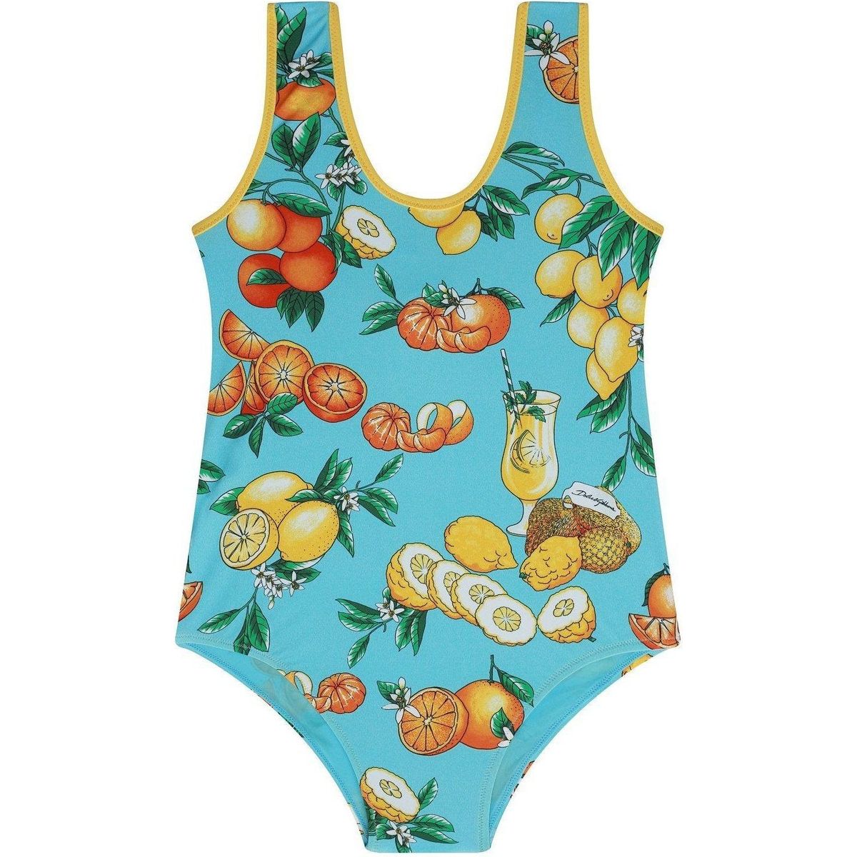 lemon-print baby swimsuit