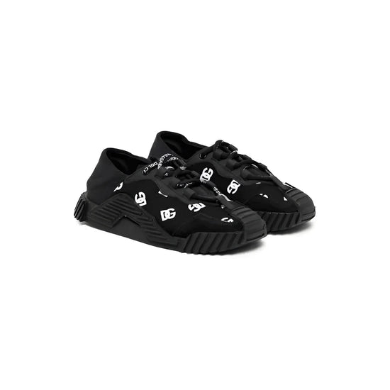 ALL-OVER LOGO LOW-TOP SNEAKERS IN BLACK