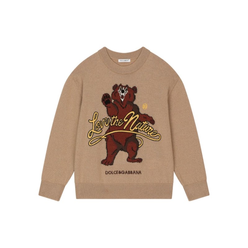 wool bear-print pullover