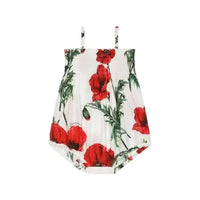 floral-print romper in white