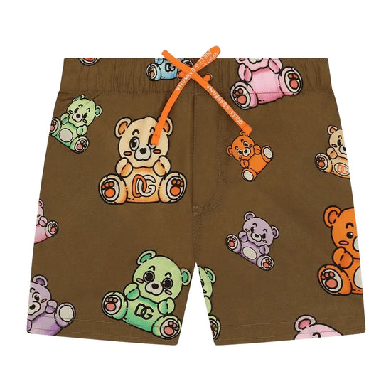 BEAR-PRINT SWIM SHORTS FOR BABY