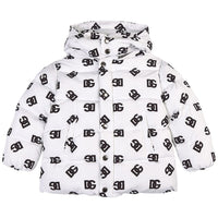 white down jacket with logo-print