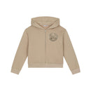 coin-print hoodie in beige