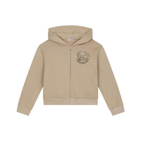 coin-print hoodie in beige