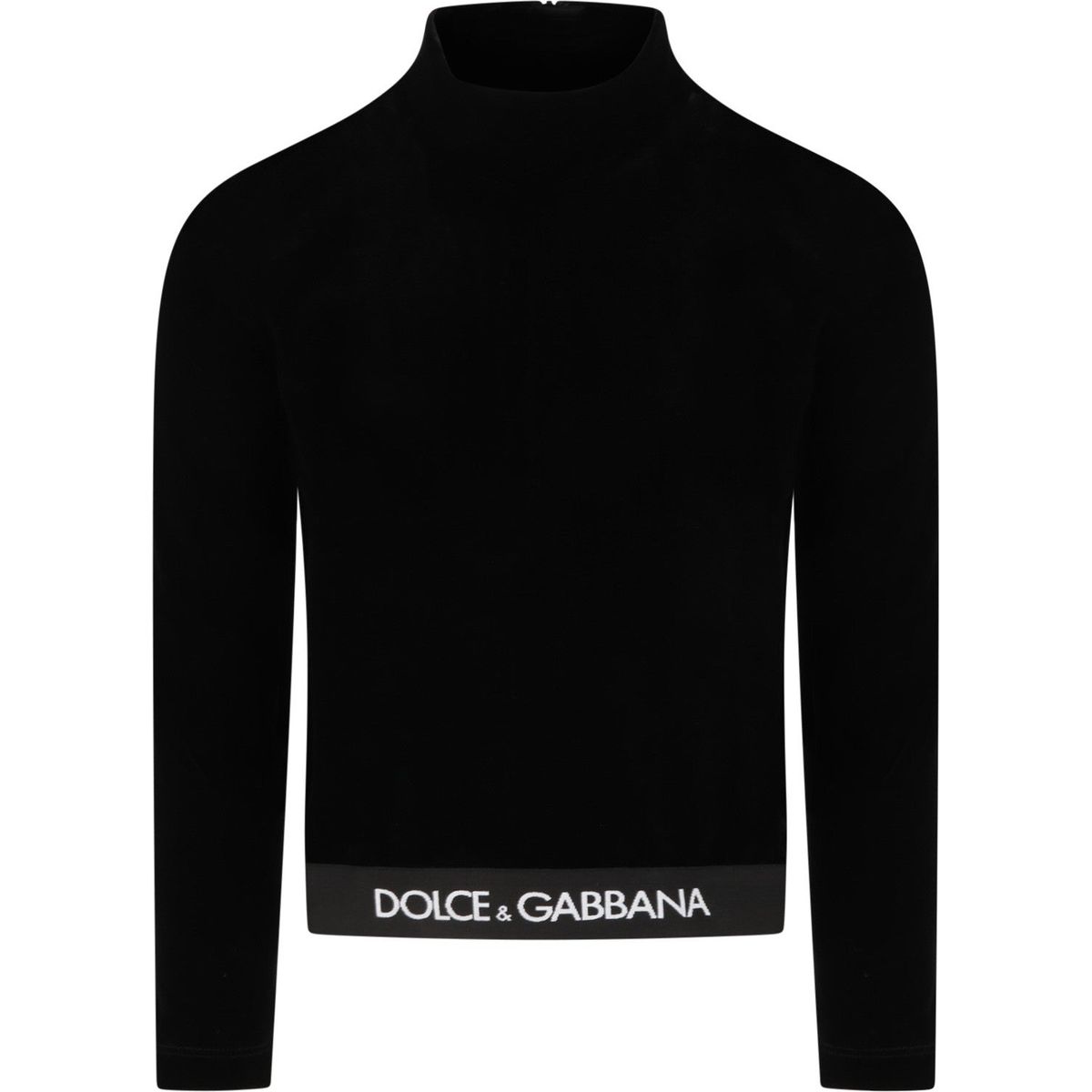 black turtleneck with logo-waistband